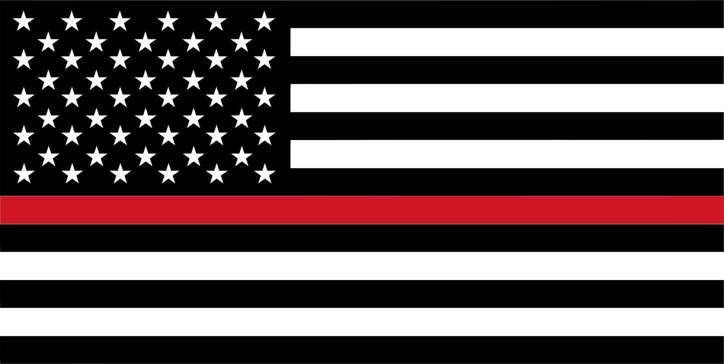 Flag Decal - 5" x 3" - Red - Firefighter