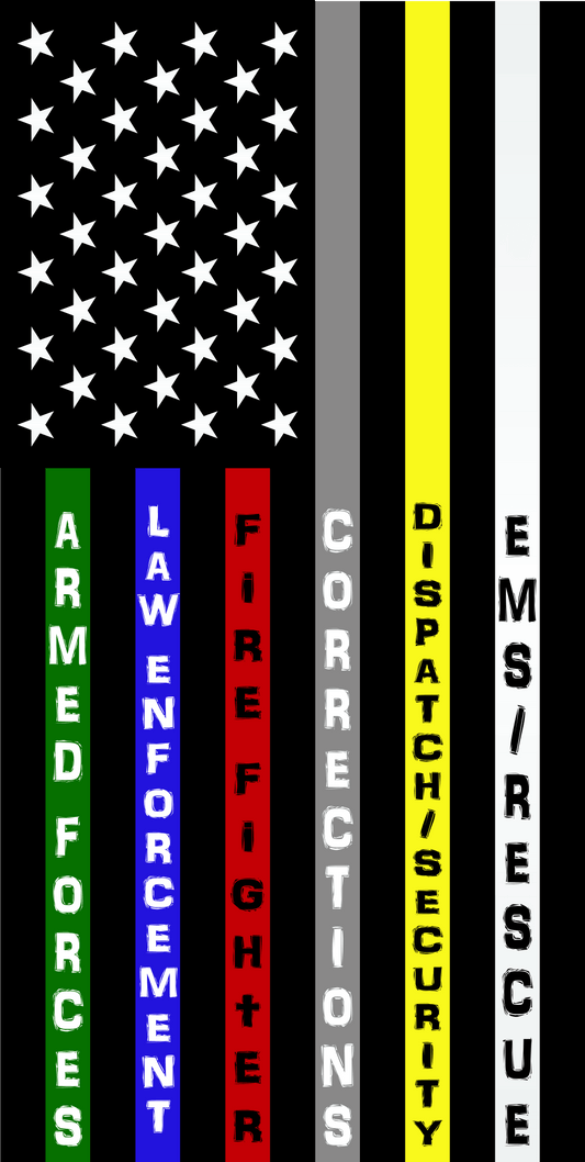 Flag Decal - 5" x 3" - Multi Colored Stripes with Text